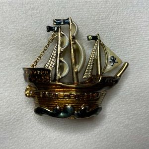 Monet jewelry enameled Pirate Ship Trinket Box, discontinued